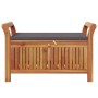 Banco almacenaje jardín con cojín madera maciza de acacia 91 cm