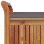Banco almacenaje jardín con cojín madera maciza de acacia 91 cm