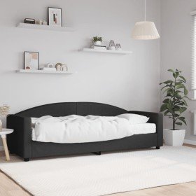 Sofá cama con colchón tela negro 80x200 cm Sofá cama con colchón tela negro 80x200 cm