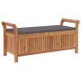 Banco almacenaje jardín con cojín madera maciza de acacia 126cm