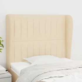Headboard with cream fabric ears 93x23x118/128 cm by vidaXL, Headboards and footboards - Ref: Foro24-3118181, Price: 84,69 €,...