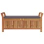 Banco almacenaje jardín con cojín madera maciza de acacia 126cm