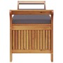 Banco almacenaje jardín con cojín madera maciza de acacia 126cm