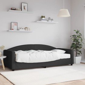 Sofá cama con colchón tela negro 90x200 cm Sofá cama con colchón tela negro 90x200 cm