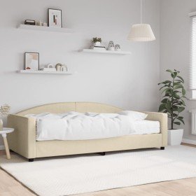 Sofá cama con colchón tela crema 100x200 cm en Camas y somieres | Comprar online en Foro24