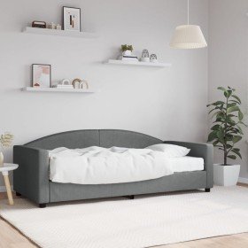 Sofá cama con colchón tela gris oscuro 90x190 cm Sofá cama con colchón tela gris oscuro 90x190 cm