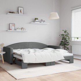 Sofá cama nido tela gris oscuro 90x200 cm en Camas y somieres | Comprar online en Foro24