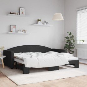 Sofá cama nido tela negro 90x200 cm en Camas y somieres | Comprar online en Foro24