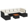 Conjunto de sofá de jardín con cojín 8 pcs Negro Poliratán