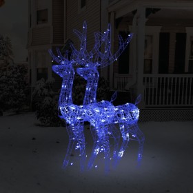 Adorno de renos de Navidad acrílico 2 uds azul 120 cm