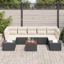 Conjunto de sofá de jardín con cojín 8 pcs Negro Poliratán
