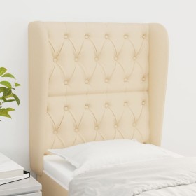 Headboard with cream fabric ears 83x23x118/128 cm by vidaXL, Headboards and footboards - Ref: Foro24-3118271, Price: 100,99 €...