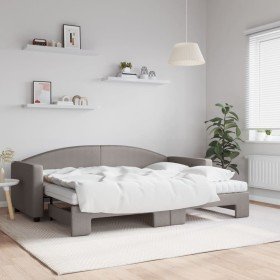 Sofá cama nido con colchón tela gris taupe 80x200 cm Sofá cama nido con colchón tela gris taupe 80x200 cm