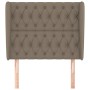 Cabecero con orejas de tela gris taupe 103x23x118/128 cm