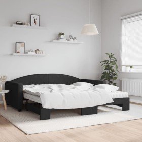 Sofá cama nido con colchón tela negro 100x200 cm en Camas y somieres | Comprar online en Foro24