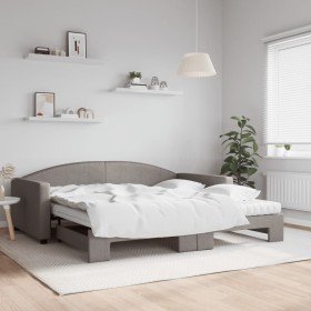 Sofá cama nido con colchón tela gris taupe 100x200 cm en Camas y somieres | Comprar online en Foro24