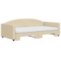 Sofá cama nido con colchón tela crema 100x200 cm