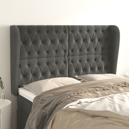 Kopfteil mit dunkelgrauen Samtohren 147x23x118/128 cm von vidaXL, Kopf- und Fußteile - Ref: Foro24-3118341, Preis: 146,83 €, ...