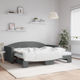 Sofá cama nido con colchón tela gris oscuro 90x190 cm