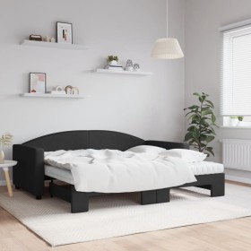 Sofá cama nido con colchón tela negro 90x190 cm