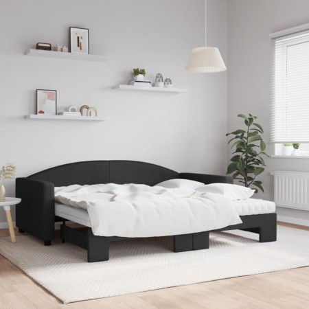 Sofá cama nido con colchón tela negro 90x190 cm