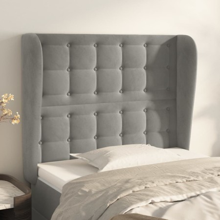 Kopfteil mit hellgrauen Samtohren 103x23x118/128 cm von vidaXL, Kopf- und Fußteile - Ref: Foro24-3118432, Preis: 88,14 €, Rab...