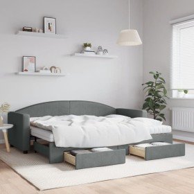 Sofá cama nido con cajones tela gris oscuro 80x200 cm en Camas y somieres | Comprar online en Foro24