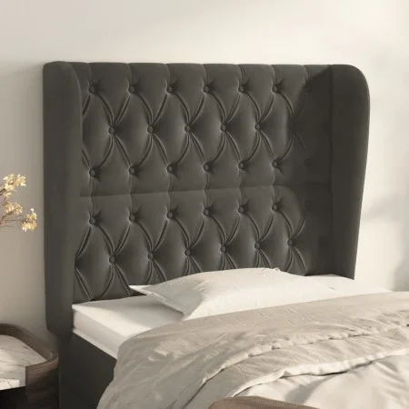 Cabecero con orejas de terciopelo gris oscuro 103x23x118/128 cm de vidaXL, Cabeceros y pies de cama - Ref: Foro24-3118335, Pr...