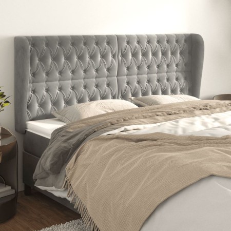 Headboard with light gray velvet ears 183x23x118/128 cm by vidaXL, Headboards and footboards - Ref: Foro24-3118352, Price: 16...