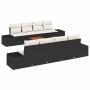 Conjunto de sofá de jardín con cojín 9 pcs Negro Poliratán