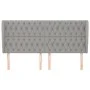 Headboard with light gray fabric ears 203x23x118/128 cm by vidaXL, Headboards and footboards - Ref: Foro24-3118314, Price: 13...