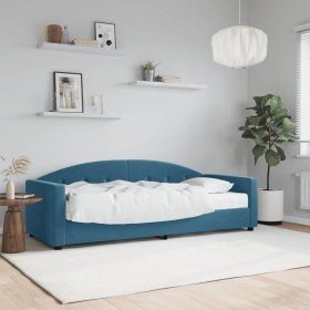 Sofá cama con colchón terciopelo azul 80x200 cm Sofá cama con colchón terciopelo azul 80x200 cm
