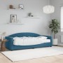 Sofá cama con colchón terciopelo azul 80x200 cm