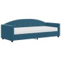 Sofá cama con colchón terciopelo azul 80x200 cm