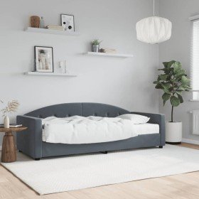 Sofá cama con colchón terciopelo gris oscuro 80x200 cm Sofá cama con colchón terciopelo gris oscuro 80x200 cm