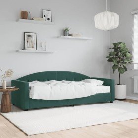Sofá cama con colchón terciopelo verde oscuro 80x200 cm Sofá cama con colchón terciopelo verde oscuro 80x200 cm
