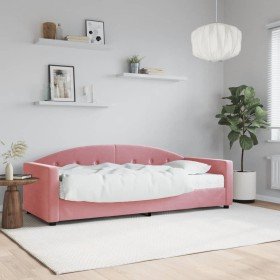 Sofá cama con colchón terciopelo rosa 80x200 cm Sofá cama con colchón terciopelo rosa 80x200 cm