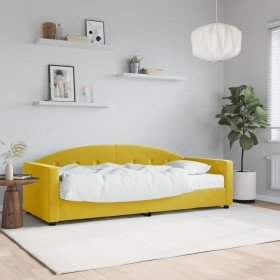 Sofá cama con colchón terciopelo amarillo 80x200 cm Sofá cama con colchón terciopelo amarillo 80x200 cm