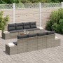 Conjunto de sofá de jardín con cojín 9 pcs Gris Poliratán