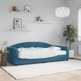 Sofá cama con colchón terciopelo azul 90x200 cm Sofá cama con colchón terciopelo azul 90x200 cm