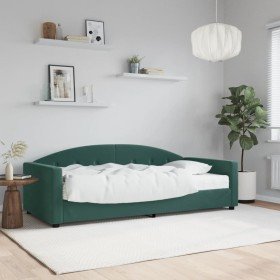 Sofá cama con colchón terciopelo verde oscuro 90x200 cm Sofá cama con colchón terciopelo verde oscuro 90x200 cm