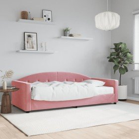 Sofá cama con colchón terciopelo rosa 90x200 cm Sofá cama con colchón terciopelo rosa 90x200 cm