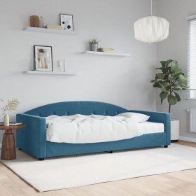 Sofá cama con colchón terciopelo azul 100x200 cm Sofá cama con colchón terciopelo azul 100x200 cm