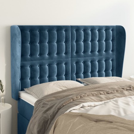 Kopfteil mit dunkelblauen Samtohren 147x23x118/128 cm von vidaXL, Kopf- und Fußteile - Ref: Foro24-3118442, Preis: 119,26 €, ...