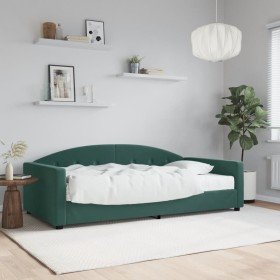 Sofá cama con colchón terciopelo verde oscuro 100x200 cm en Camas y somieres | Comprar online en Foro24