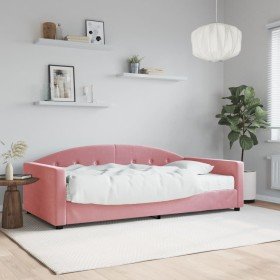 Sofá cama con colchón terciopelo rosa 100x200 cm Sofá cama con colchón terciopelo rosa 100x200 cm