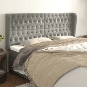 Headboard with light gray velvet ears 203x23x118/128 cm by vidaXL, Headboards and footboards - Ref: Foro24-3118358, Price: 16...