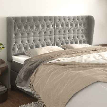 Kopfteil mit hellgrauen Samtohren 203x23x118/128 cm von vidaXL, Kopf- und Fußteile - Ref: Foro24-3118358, Preis: 172,80 €, Ra...