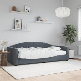 Sofá cama con colchón terciopelo gris oscuro 90x190 cm Sofá cama con colchón terciopelo gris oscuro 90x190 cm
