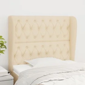 Headboard with cream fabric ears 93x23x118/128 cm by vidaXL, Headboards and footboards - Ref: Foro24-3118279, Price: 104,35 €...